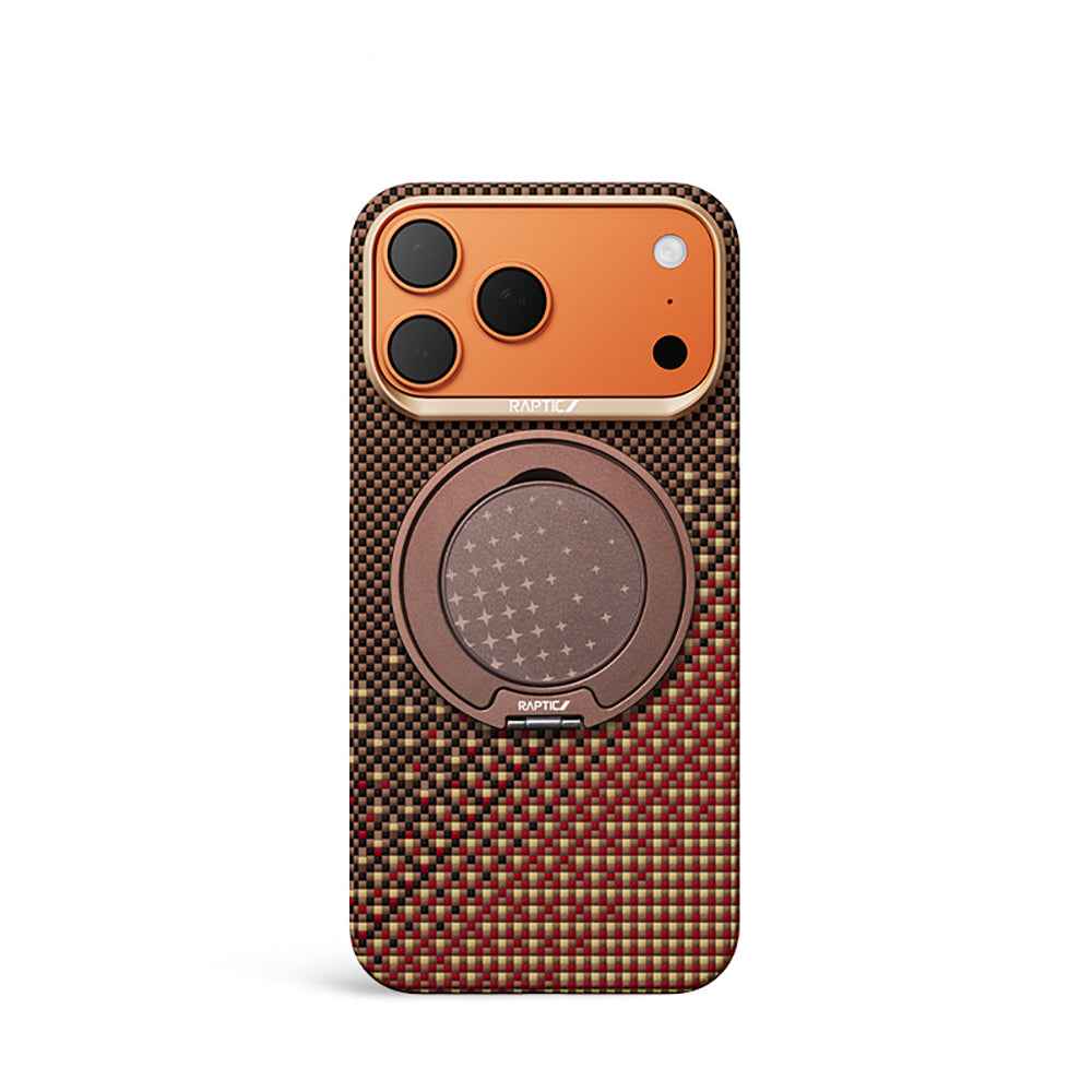 Apple iPhone 17 Pro Max Kılıf Raptic 2in1 Bundle Kit Aramid Skin Serenity Serisi Stand ve Karbon Kapak