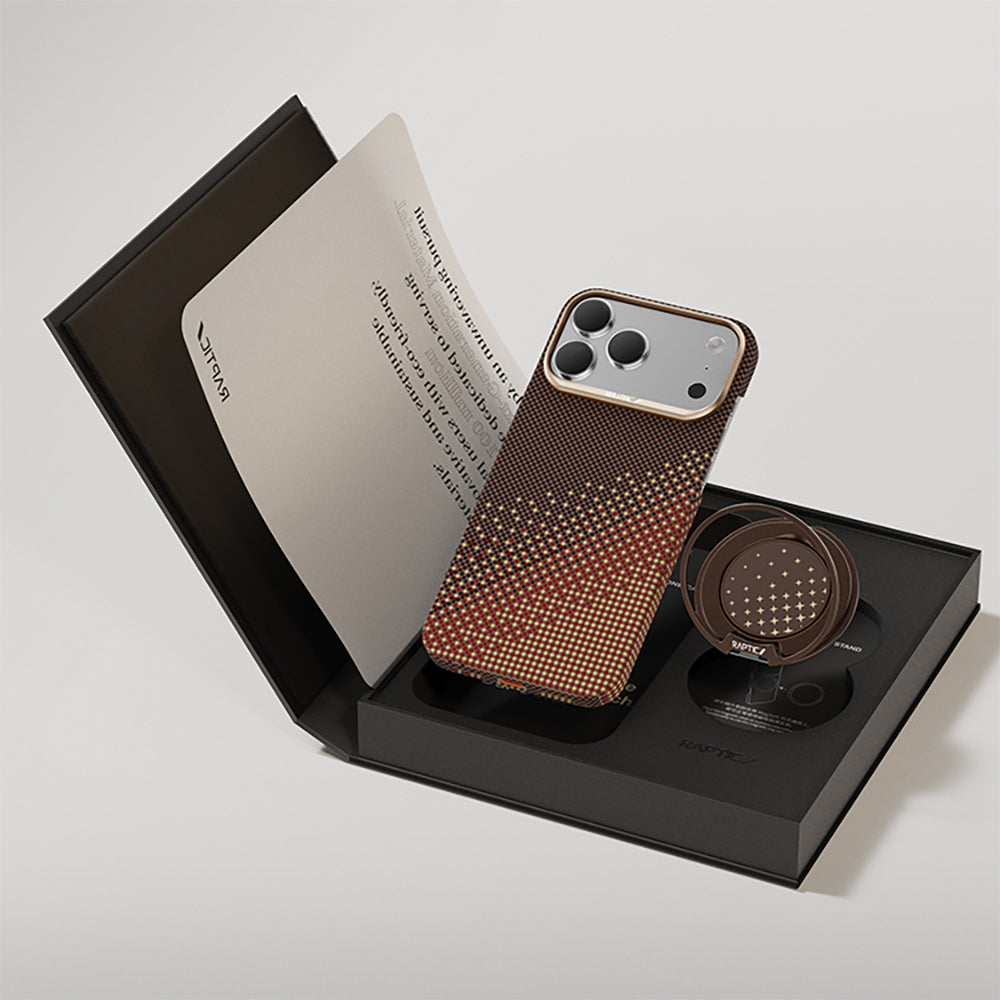 Apple iPhone 17 Pro Max Kılıf Raptic 2in1 Bundle Kit Aramid Skin Serenity Serisi Stand ve Karbon Kapak