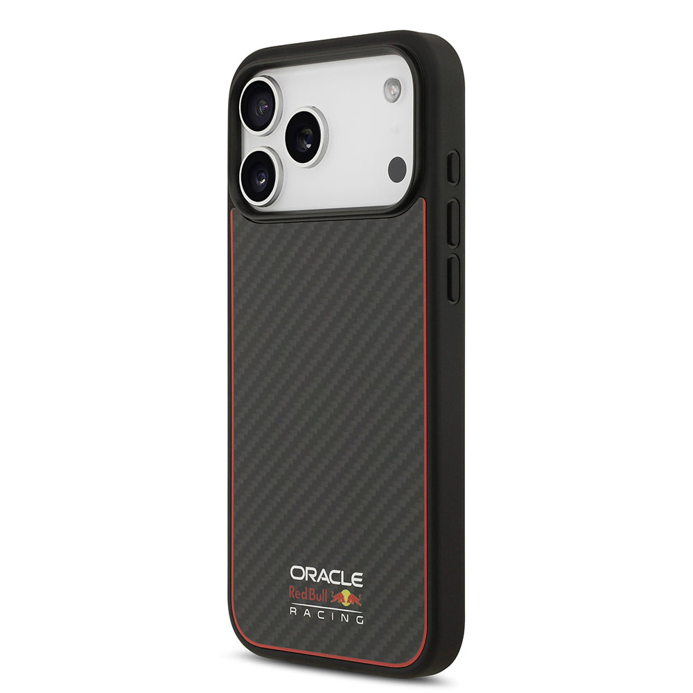 Apple iPhone 17 Pro Max Kılıf Redbull Orjinal Lisanslı M-safe Şarj Özellikli Karbon Fiber Parlayan Logolu Kevlar Kapak