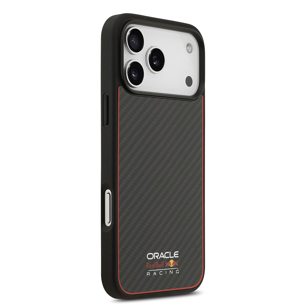 Apple iPhone 17 Pro Max Kılıf Redbull Orjinal Lisanslı M-safe Şarj Özellikli Karbon Fiber Parlayan Logolu Kevlar Kapak