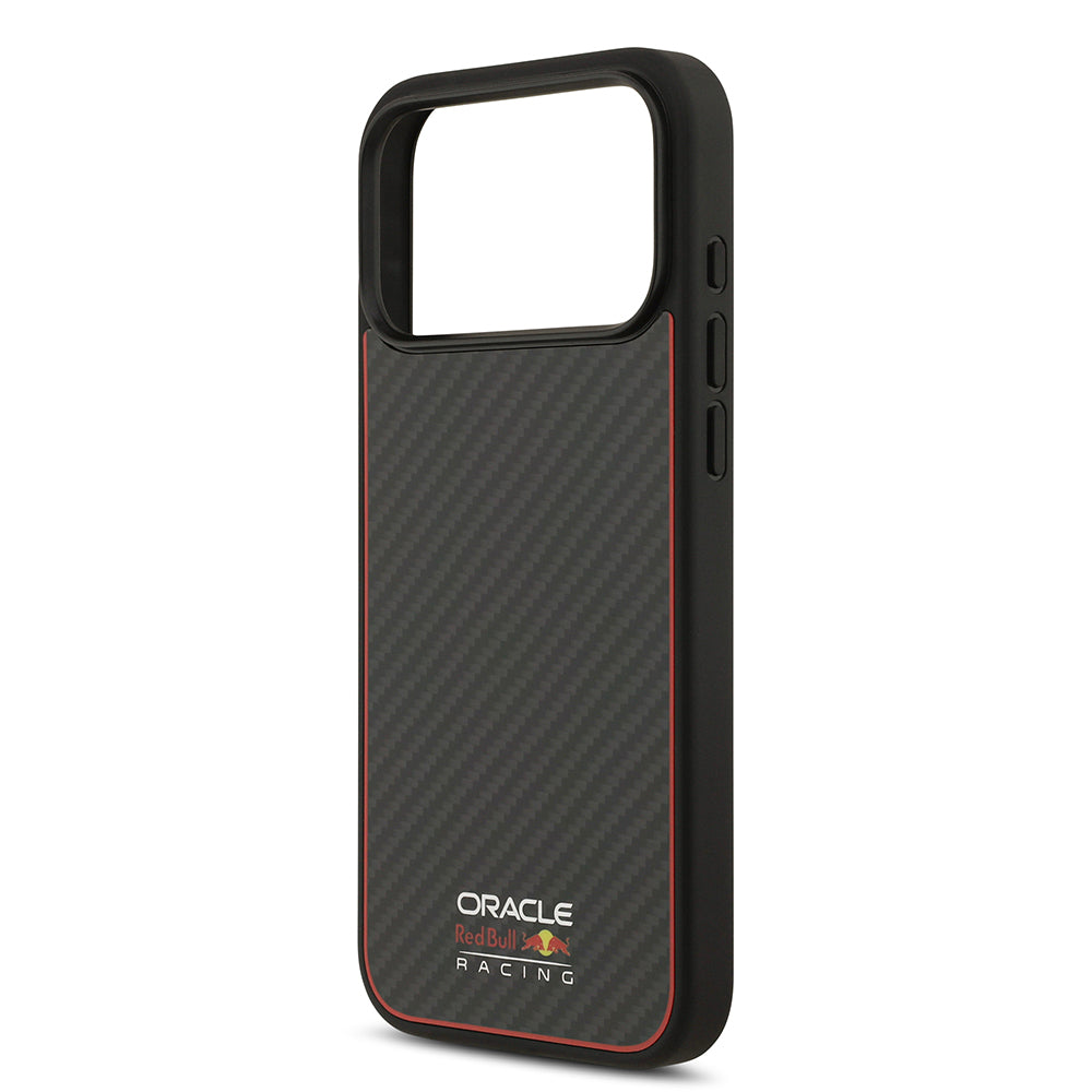 Apple iPhone 17 Pro Max Kılıf Redbull Orjinal Lisanslı M-safe Şarj Özellikli Karbon Fiber Parlayan Logolu Kevlar Kapak