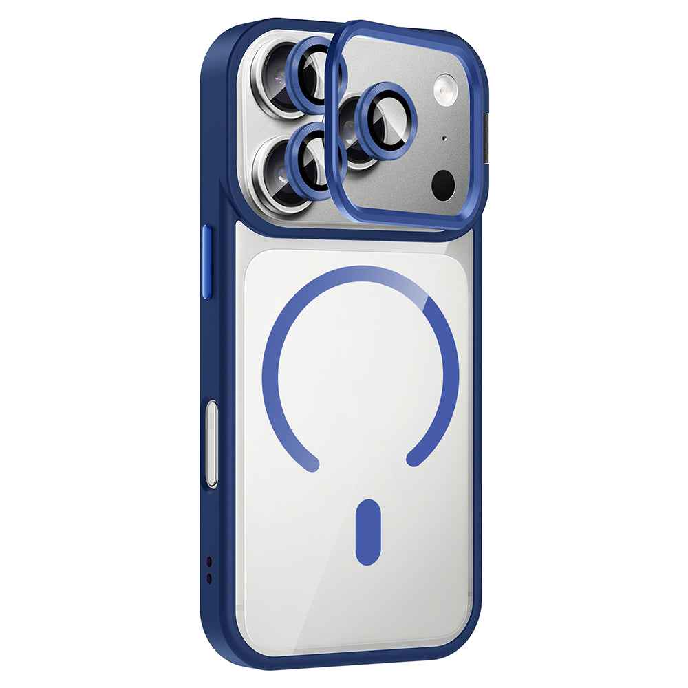 Apple iPhone 17 Pro Max Kılıf Standlı ve Kamera Lens Hediyeli M-Safe Şarj Özellikli Zore Etro Kapak