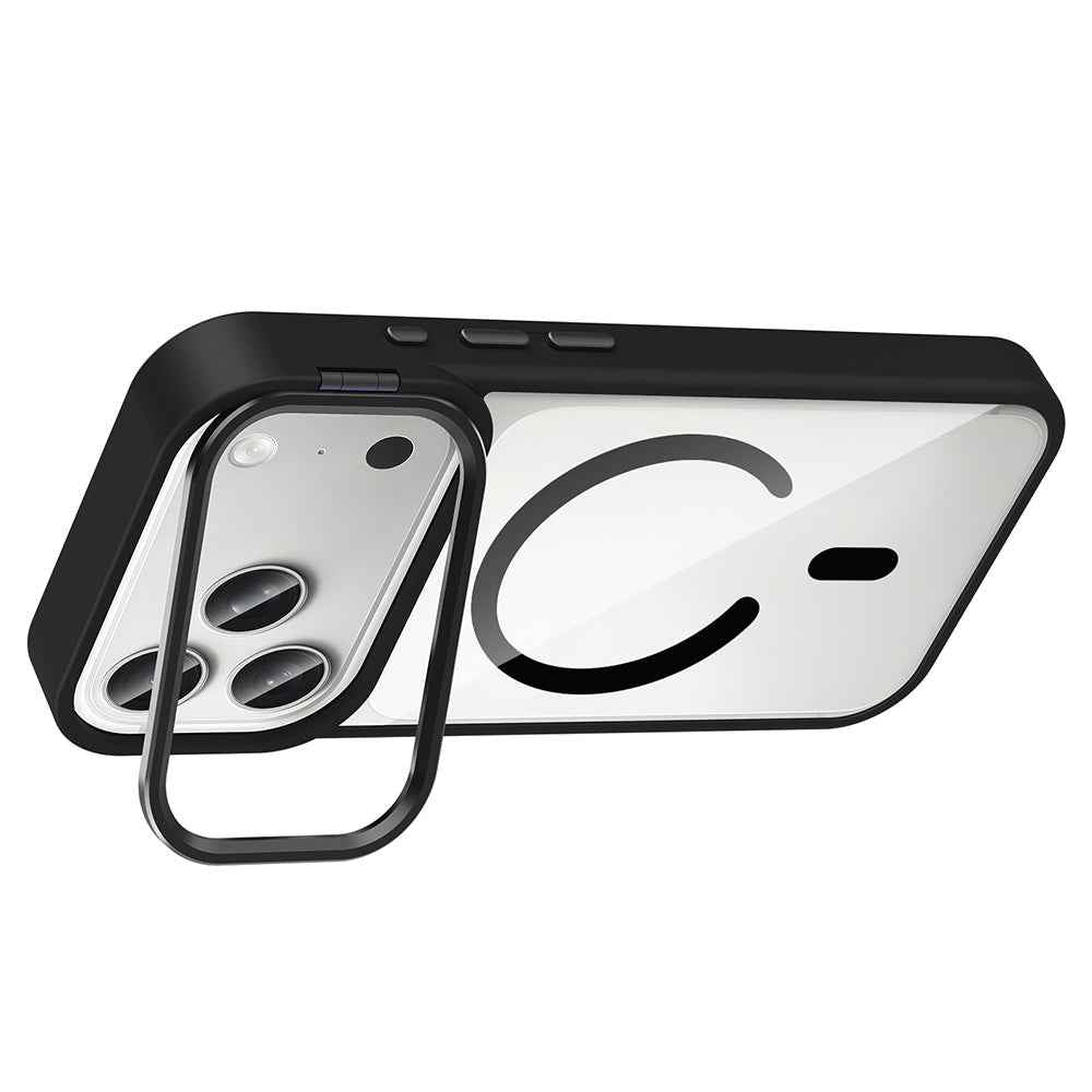 Apple iPhone 17 Pro Max Kılıf Standlı ve Kamera Lens Hediyeli M-Safe Şarj Özellikli Zore Etro Kapak