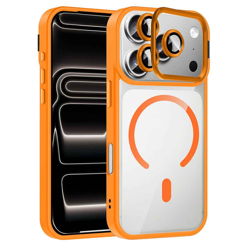 Apple iPhone 17 Pro Max Kılıf Standlı ve Kamera Lens Hediyeli M-Safe Şarj Özellikli Zore Etro Kapak