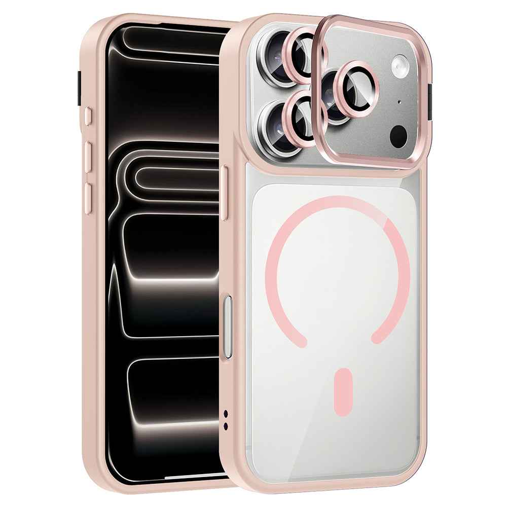 Apple iPhone 17 Pro Max Kılıf Standlı ve Kamera Lens Hediyeli M-Safe Şarj Özellikli Zore Etro Kapak