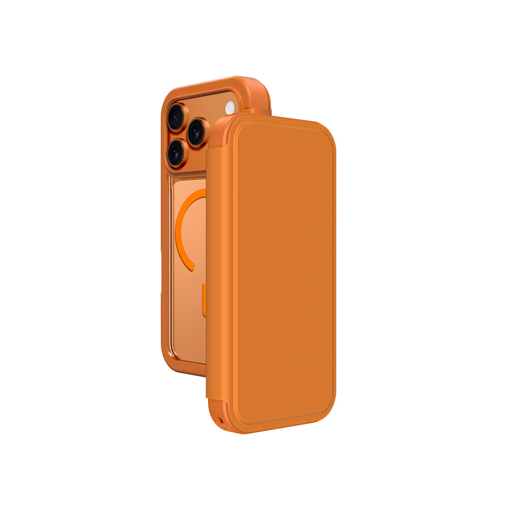 Apple iPhone 17 Pro Max PU Kartlıklı Kapaklı Amazingthing Glamour Foilo Serisi Kılıf