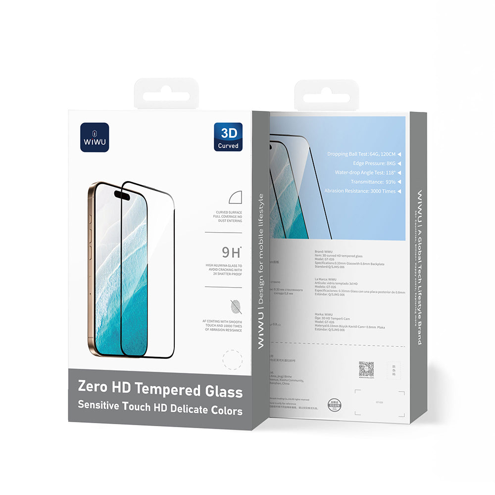 Apple iPhone 17 Wiwu GT-026 Zero Curved Parmak İzi Bırakmayan Temperli Cam Ekran Koruyucu