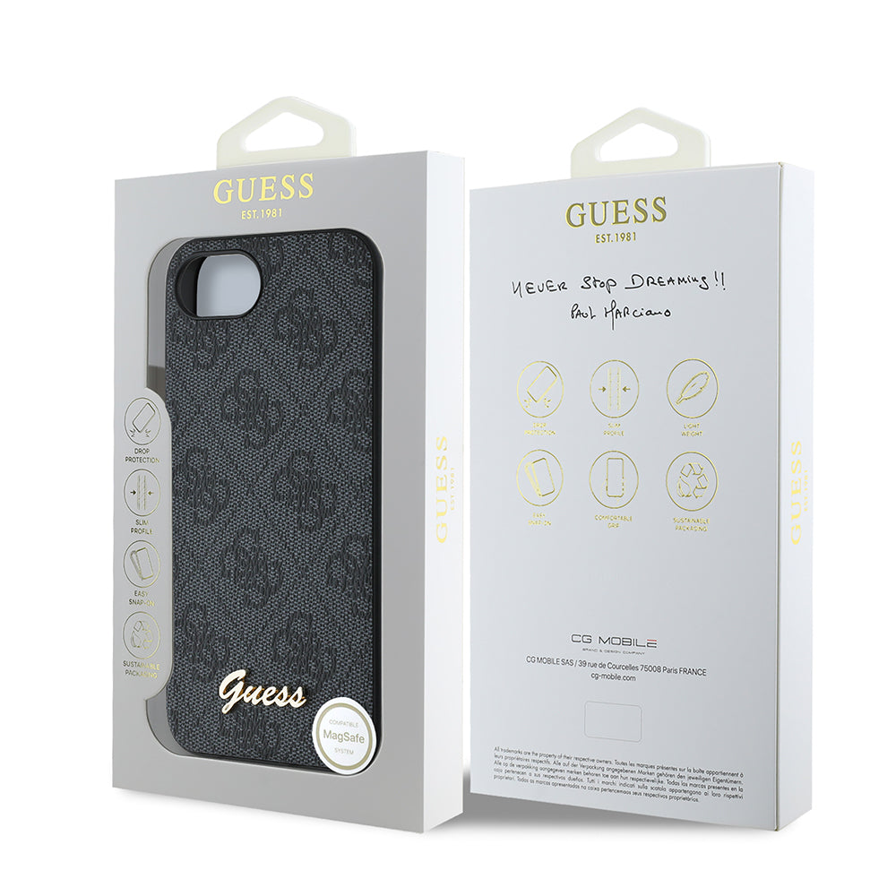 Apple iPhone 17E Kılıf Guess Orjinal Lisanslı 4G Desenli Script Metal Logolu Kapak