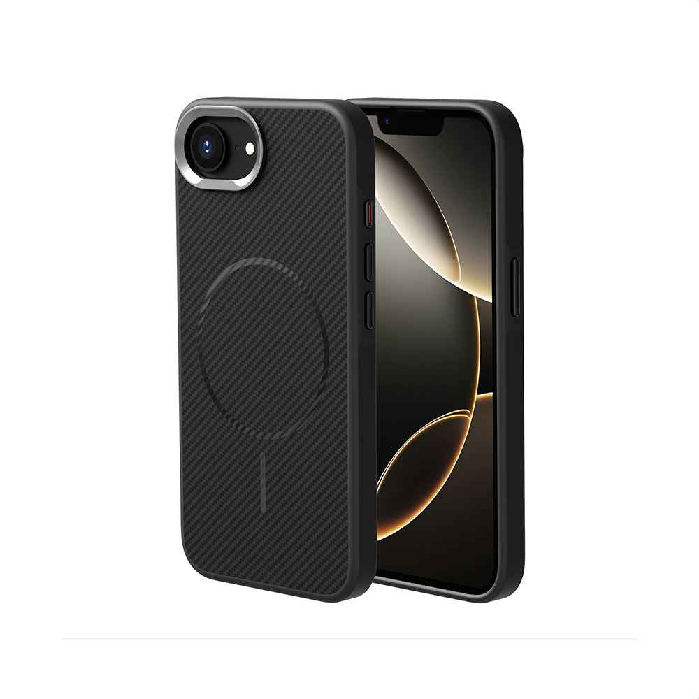 Apple iPhone 17E Kılıf M-safe Şarj Özellikli Karbon Fiber Görünümlü Zore Troy Kapak