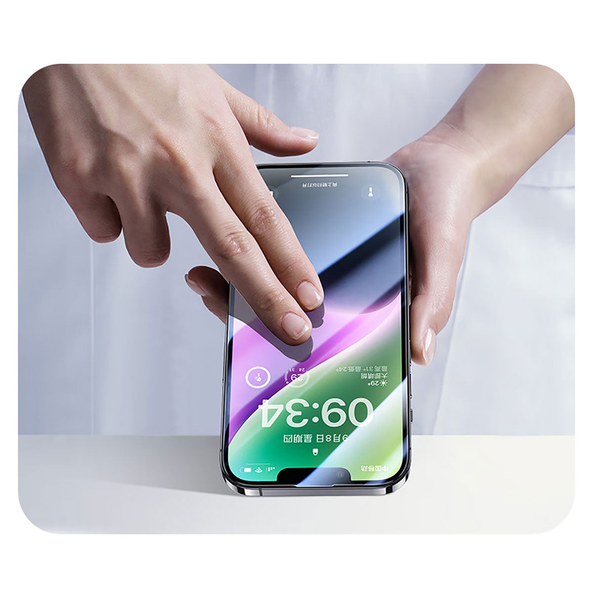 Apple iPhone 17E Wiwu CZ-003 Mavi Işık Teknolojili Hidrofobik ve Oleofobik Parlama Önleyici Cam Ekran Koruyucu