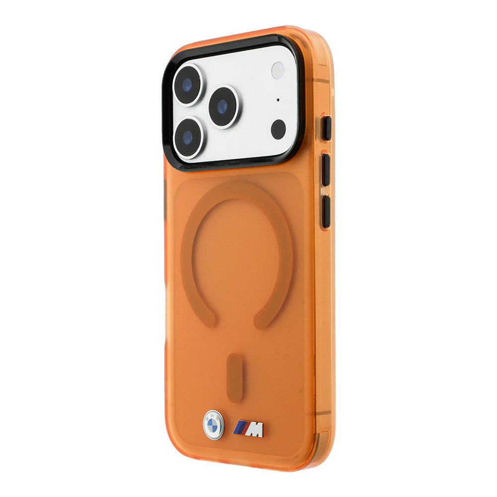 Apple iPhone 18 Pro Kılıf BMW Orjinal Lisanslı M-safe Şarj Özellikli Metal Buton Tasarımlı Buzlu IML Baskılı Kapak