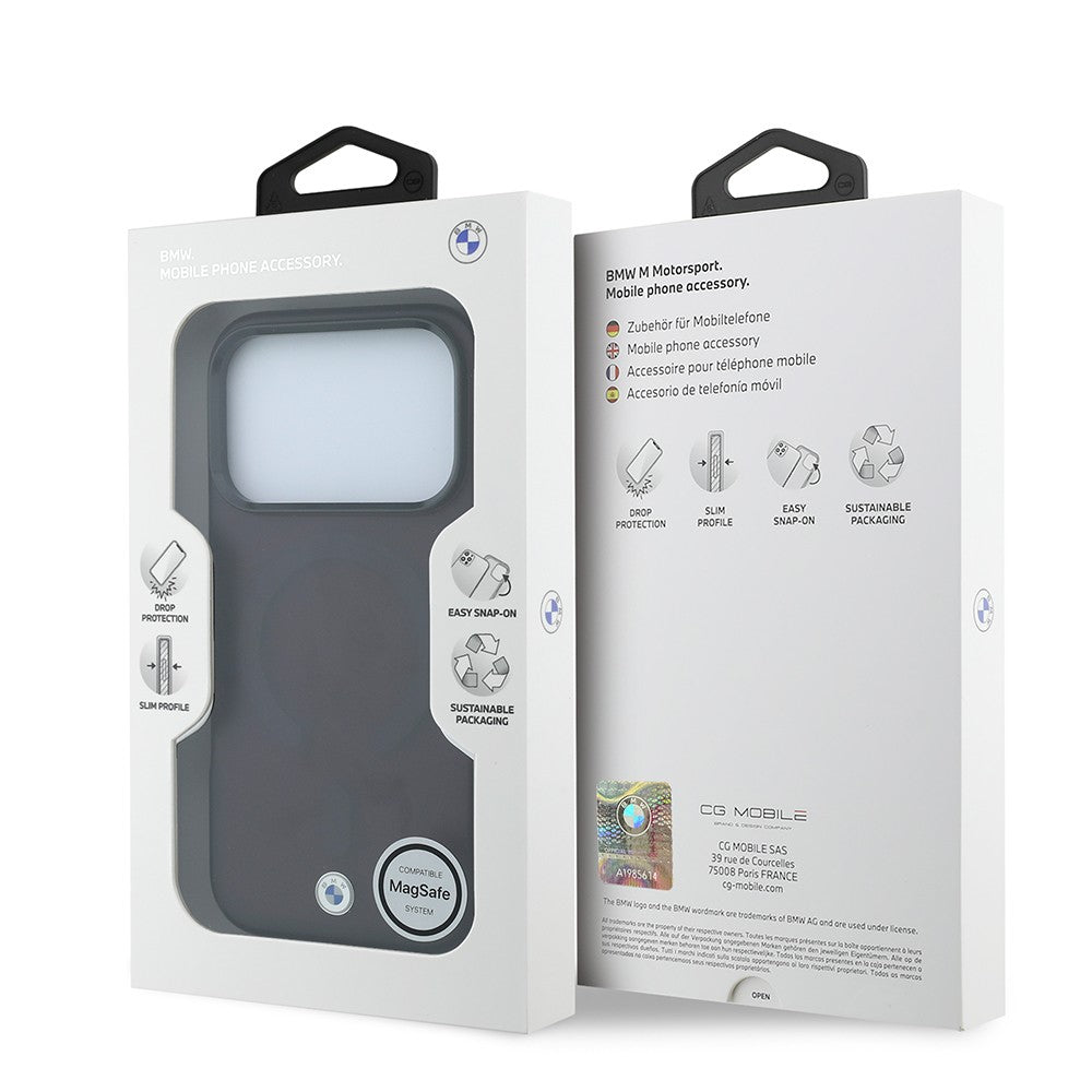 Apple iPhone 18 Pro Kılıf BMW Orjinal Lisanslı M-safe Şarj Özellikli Metal Logolu Buzlu IML Baskılı Kapak