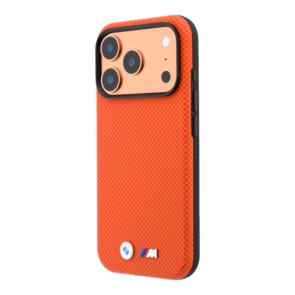 Apple iPhone 18 Pro Kılıf BMW Orjinal Lisanslı M-safe Şarj Özellikli Metal Logolu Karbon Fiber Kevlar Kapak