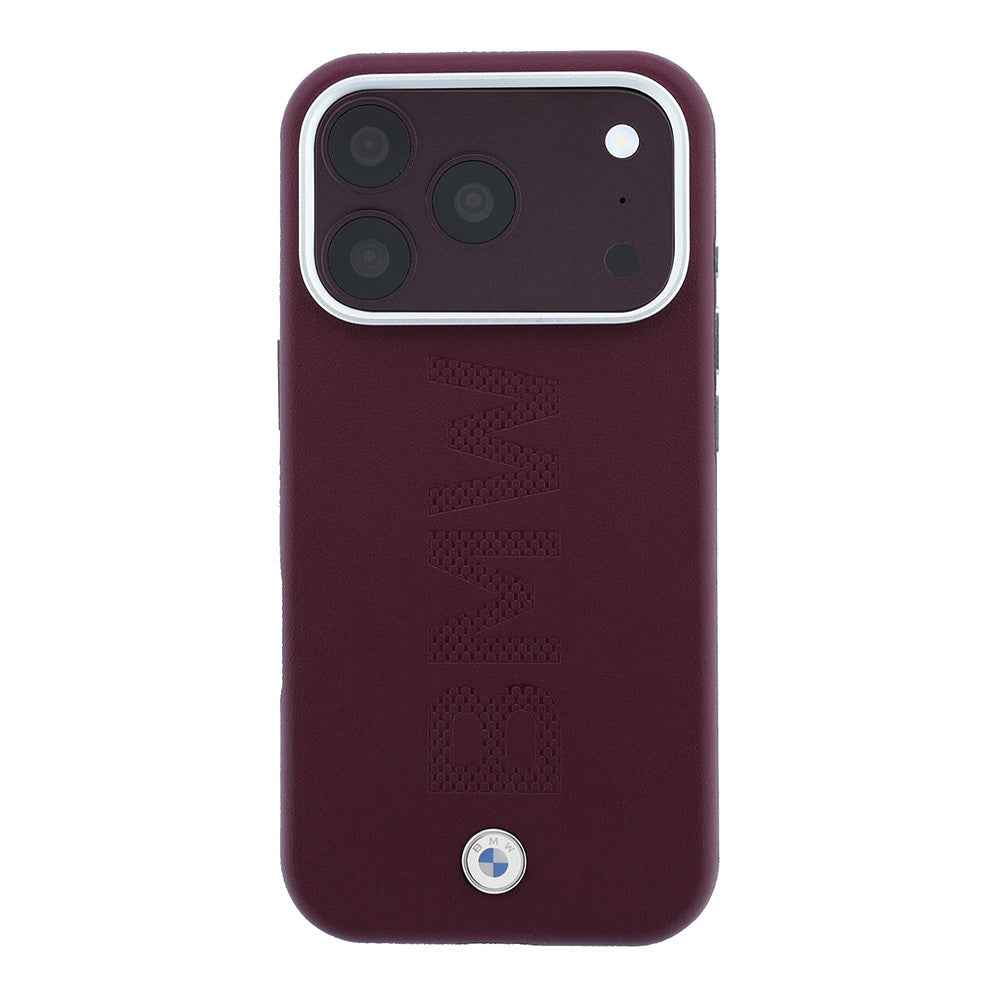 Apple iPhone 18 Pro Kılıf BMW Orjinal Lisanslı M-safe Şarj Özellikli Ortalı Sıcak Damga Logolu Deri Kapak