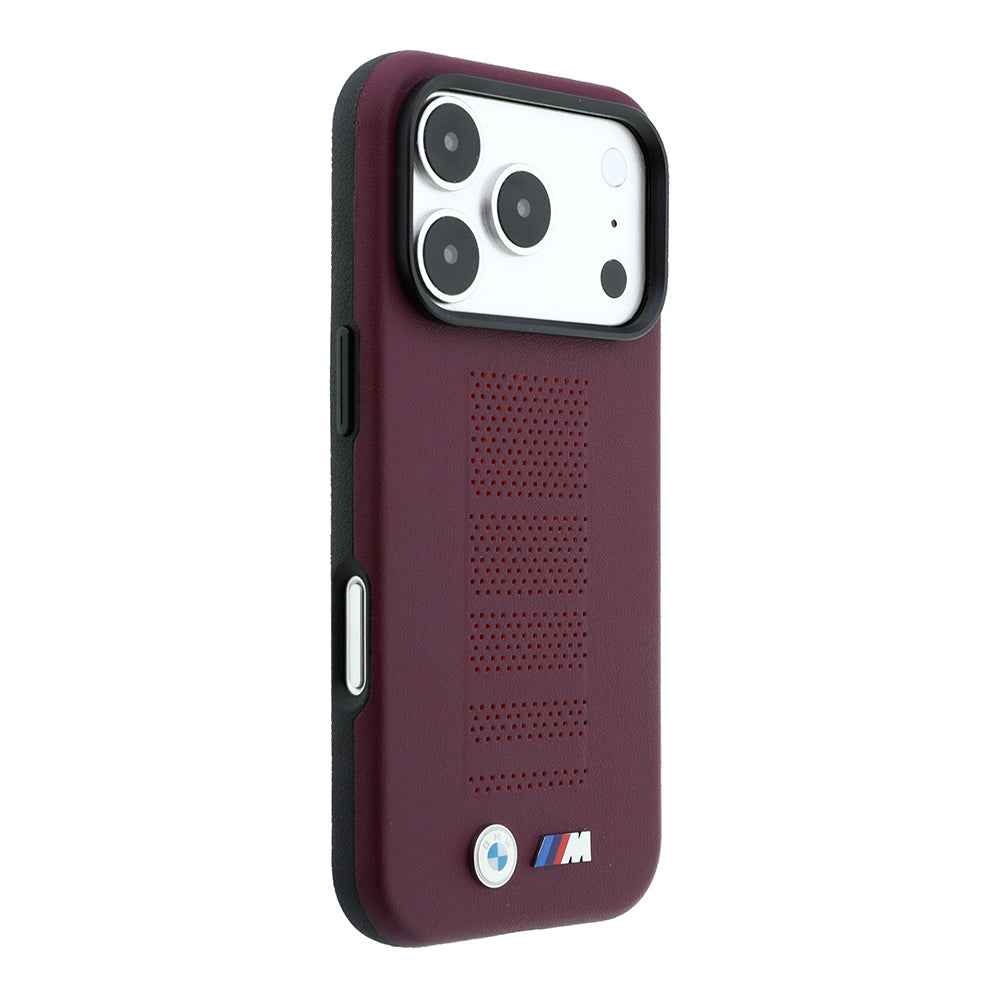 Apple iPhone 18 Pro Kılıf BMW Orjinal Lisanslı M-safe Şarj Özellikli PU Delikli Metal M Logolu Kapak