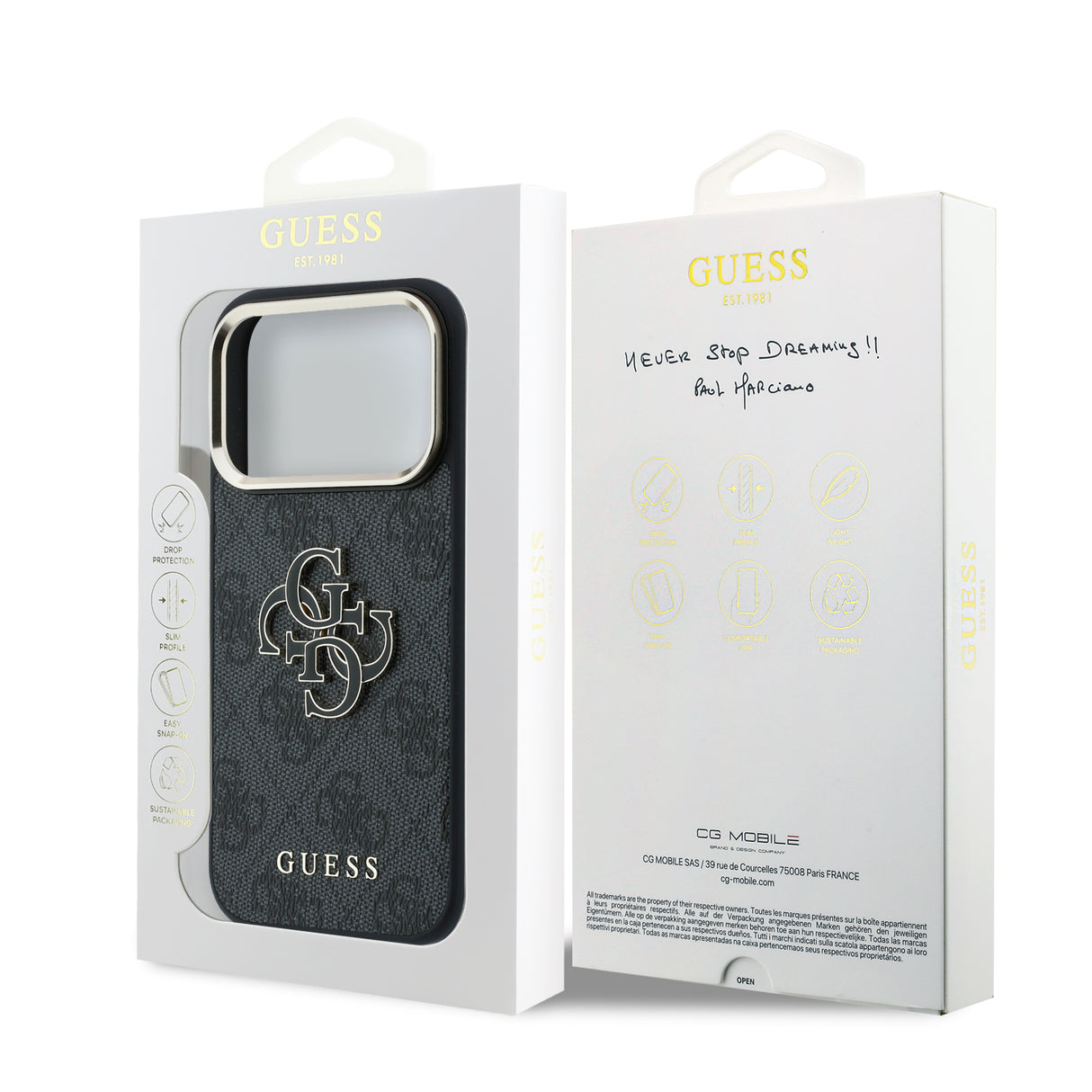 Apple iPhone 18 Pro Kılıf Guess Orjinal Lisanslı 4G Büyük Resin Logolu PU Kapak