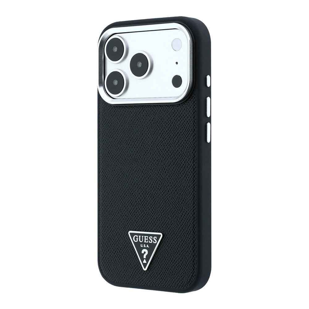Apple iPhone 18 Pro Kılıf Guess Orjinal Lisanslı M-safe Şarj Özellikli Grained Triangle Kapak