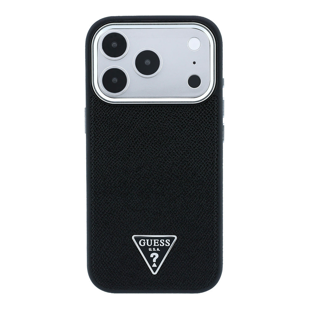 Apple iPhone 18 Pro Kılıf Guess Orjinal Lisanslı M-safe Şarj Özellikli Grained Triangle Kapak