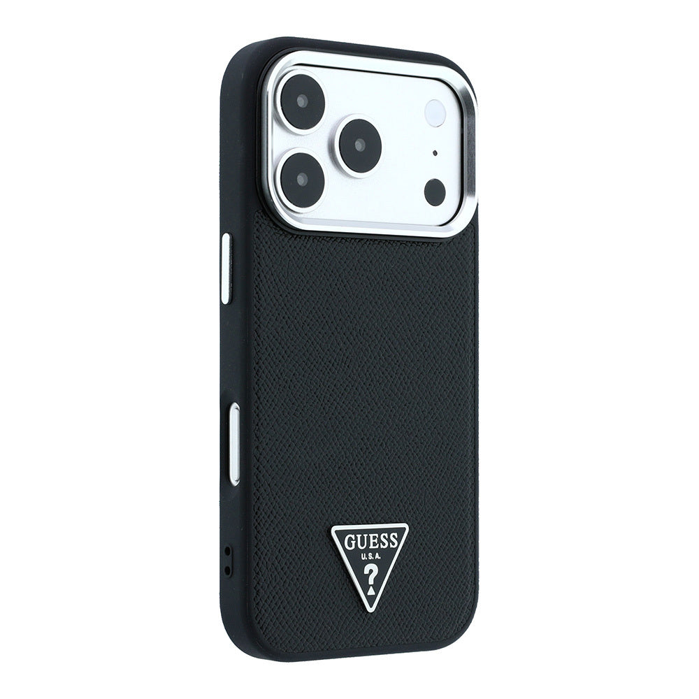 Apple iPhone 18 Pro Kılıf Guess Orjinal Lisanslı M-safe Şarj Özellikli Grained Triangle Kapak