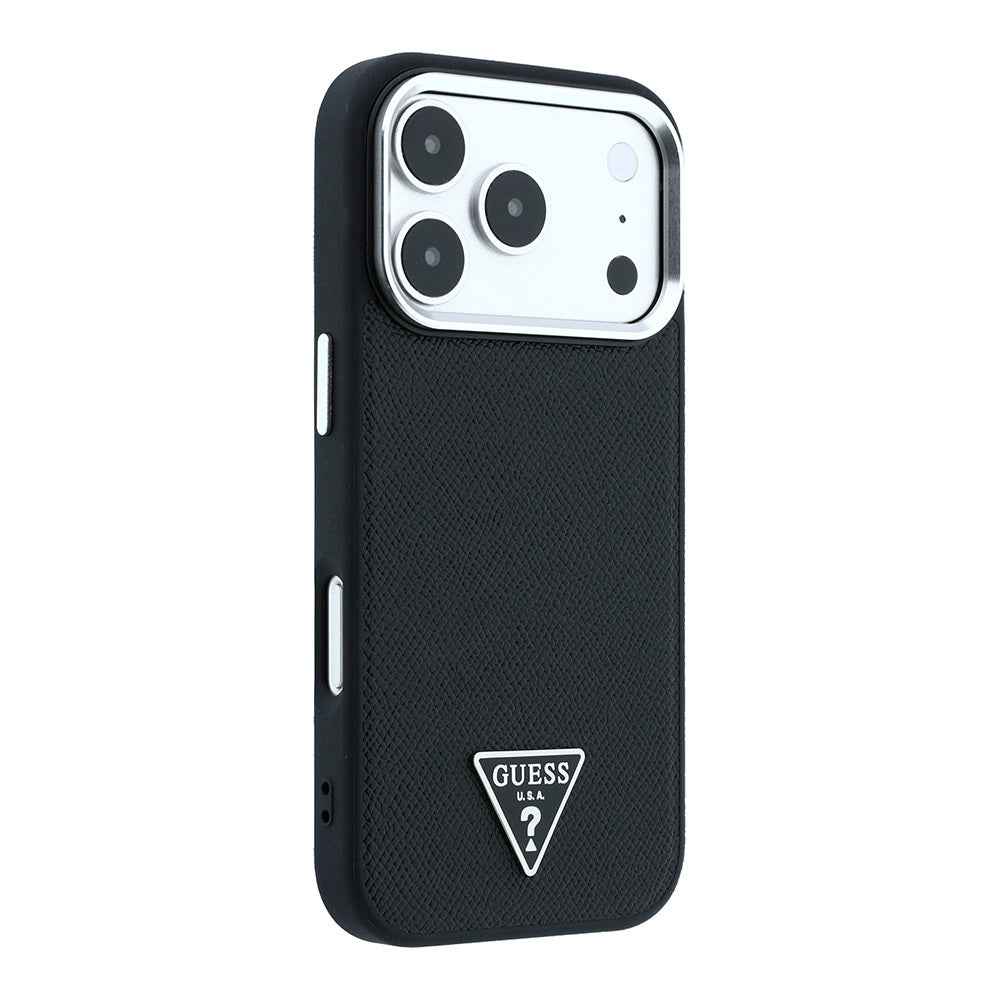 Apple iPhone 18 Pro Kılıf Guess Orjinal Lisanslı M-safe Şarj Özellikli Grained Triangle Kapak