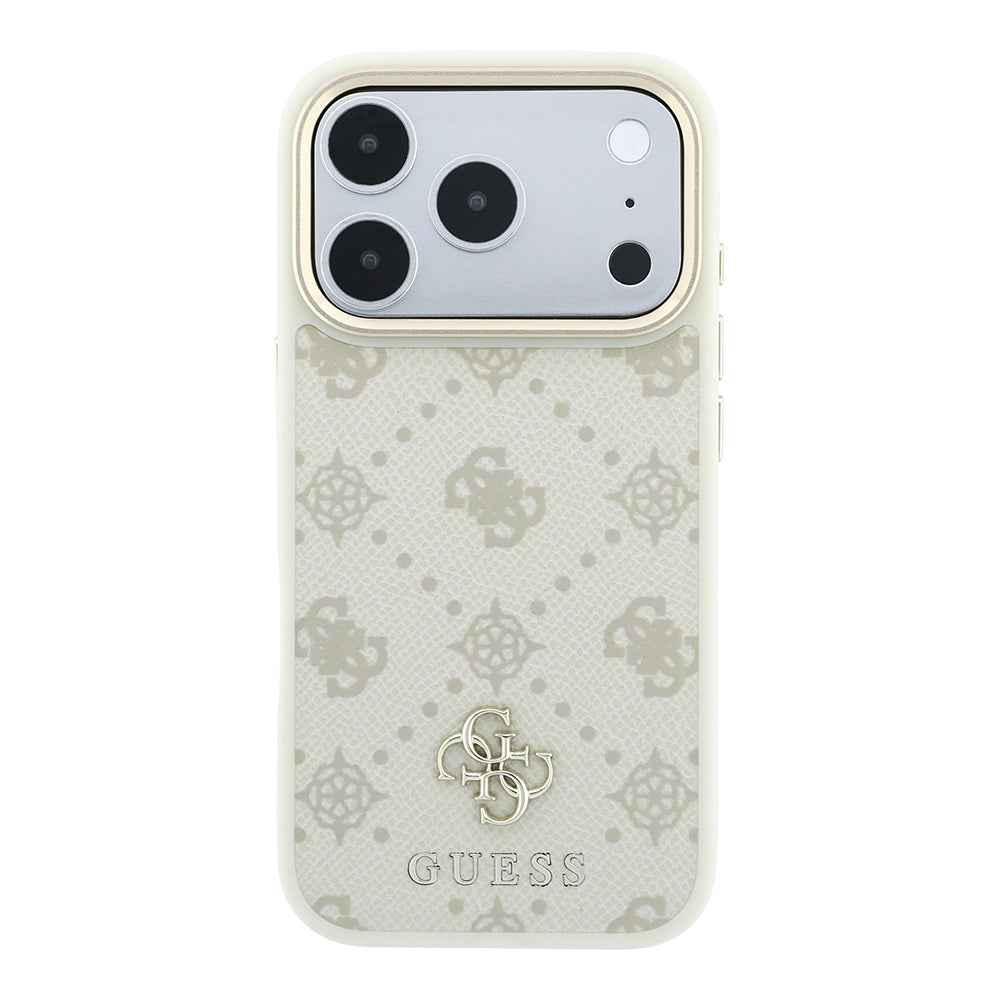 Apple iPhone 18 Pro Kılıf Guess Orjinal Lisanslı M-safe Şarj Özellikli Klasik Yazı ve 4G Logolu PU Deri Peony Kapak