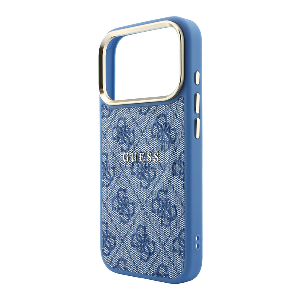 Apple iPhone 18 Pro Kılıf Guess Orjinal Lisanslı M-safe Şarj Özellikli Metal Kamera Çerçeveli C-Magnet 4G Desenli Yazı Logolu Kapak