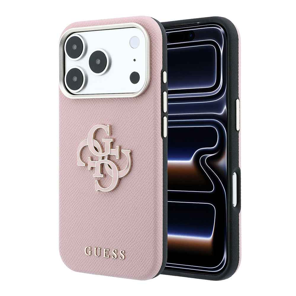 Apple iPhone 18 Pro Kılıf Guess Orjinal Lisanslı M-safe Şarj Özellikli PU Yazı ve 4G Büyük Metal Logolu Kapak