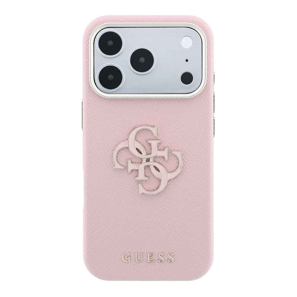 Apple iPhone 18 Pro Kılıf Guess Orjinal Lisanslı M-safe Şarj Özellikli PU Yazı ve 4G Büyük Metal Logolu Kapak