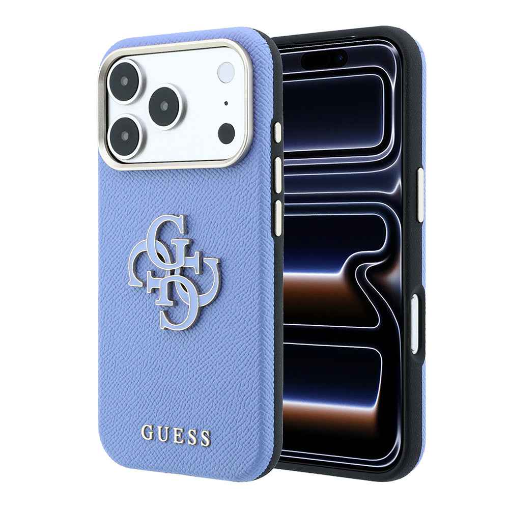 Apple iPhone 18 Pro Kılıf Guess Orjinal Lisanslı M-safe Şarj Özellikli PU Yazı ve 4G Büyük Metal Logolu Kapak
