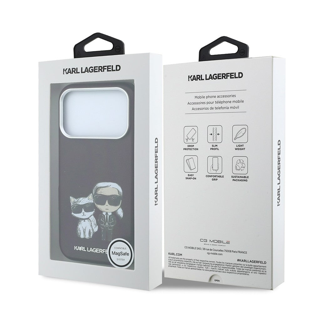 Apple iPhone 18 Pro Kılıf Karl Lagerfeld Orjinal Lisanslı M-Safe Şarj Özellikli K&C Bodies Sketch PU Kapak