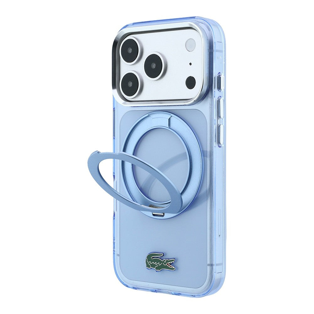 Apple iPhone 18 Pro Kılıf Lacoste Orjinal Lisanslı M-safe Şarj Özellikli 360 Derece Dönebilen Standlı İkonik Timsah Logolu Kapak