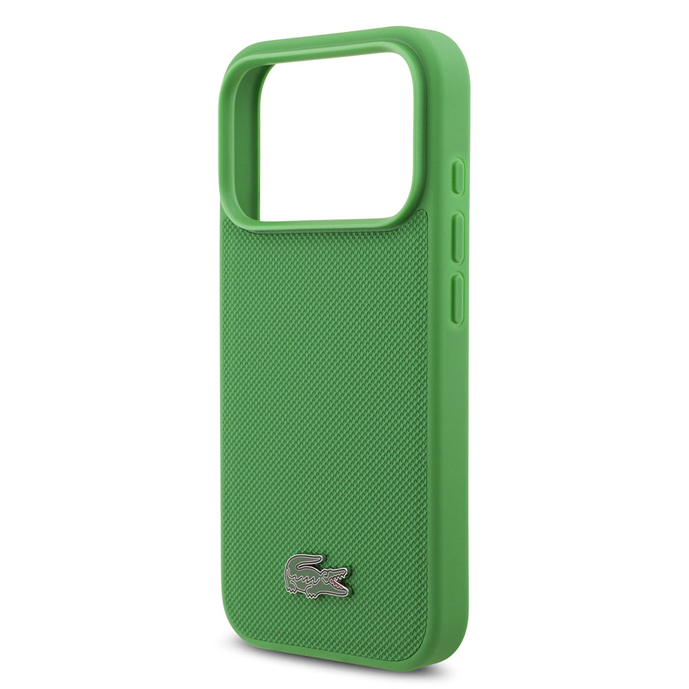Apple iPhone 18 Pro Kılıf Lacoste Orjinal Lisanslı M-safe Şarj Özellikli PU Pike Desenli Metal Logolu Kapak