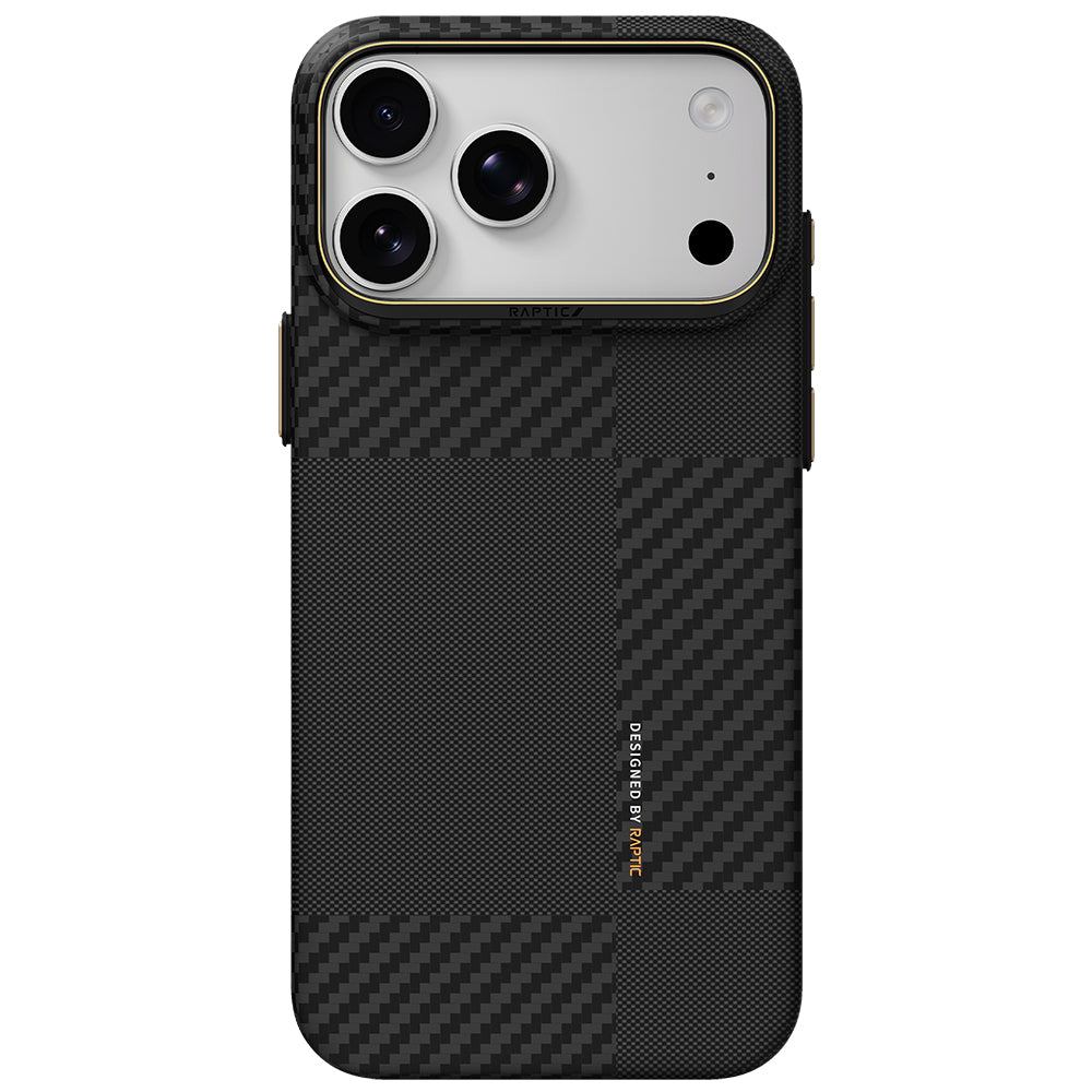 Apple iPhone 18 Pro Kılıf M-safe Şarj Özellikli 600D Metal Kamera Çerçeveli Raptic Aramid Karbon Fiber Geotik Serisi Kapak