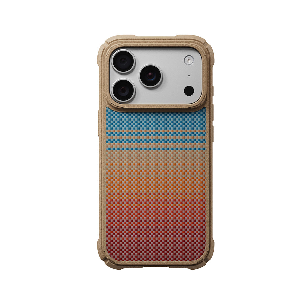Apple iPhone 18 Pro Kılıf M-safe Şarj Özellikli Aramid Karbon Fiber Pitaka Sunset 2.0 California Dream Serisi Cairn Kapak