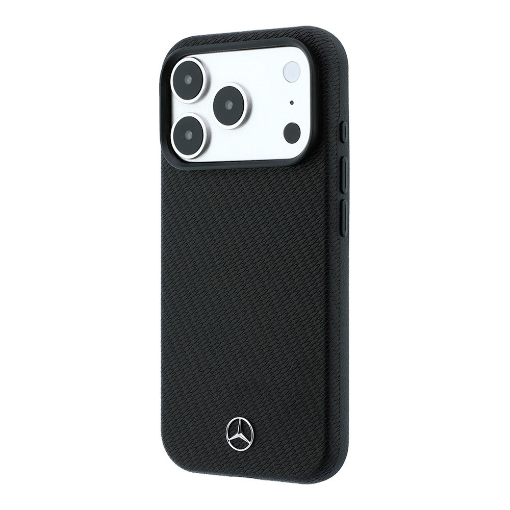 Apple iPhone 18 Pro Kılıf Mercedes Benz Orjinal Lisanslı M-safe Şarj Özellikli 3D Metal Logolu Wrap Wood Deri Kapak