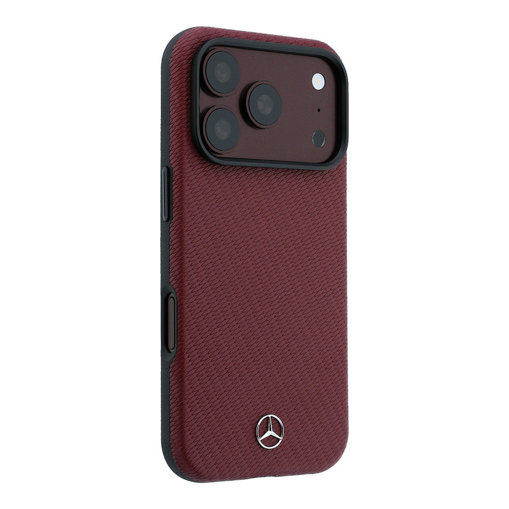 Apple iPhone 18 Pro Kılıf Mercedes Benz Orjinal Lisanslı M-safe Şarj Özellikli 3D Metal Logolu Wrap Wood Deri Kapak