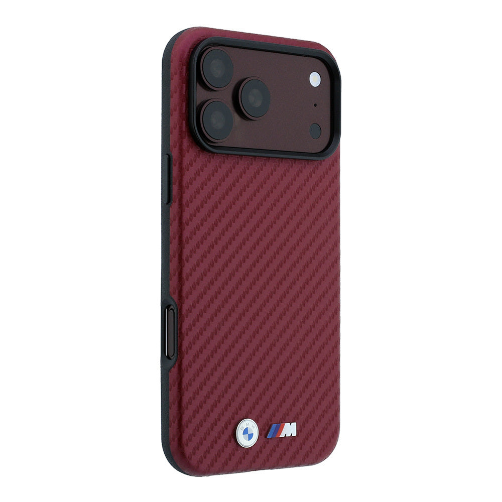 Apple iPhone 18 Pro Max Kılıf BMW Orjinal Lisanslı M-safe Şarj Özellikli Karbon Fiber Tasarımlı ve Metal Logolu PU Deri Kapak