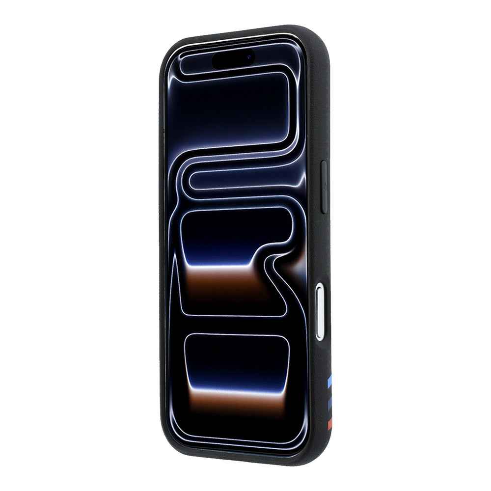 Apple iPhone 18 Pro Max Kılıf BMW Orjinal Lisanslı M-safe Şarj Özellikli Üç Şeritli Metal M Logolu Karbon Fiber Kevlar Kapak