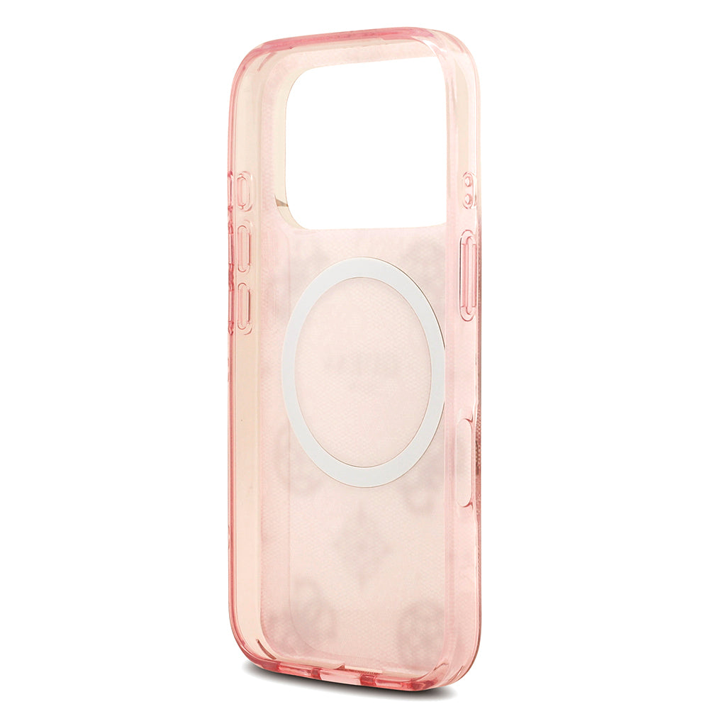 Apple iPhone 18 Pro Max Kılıf Guess Orjinal Lisanslı M-safe Şarj Özellikli IML Peony ve 4G Desenli Klasik Logolu Kapak