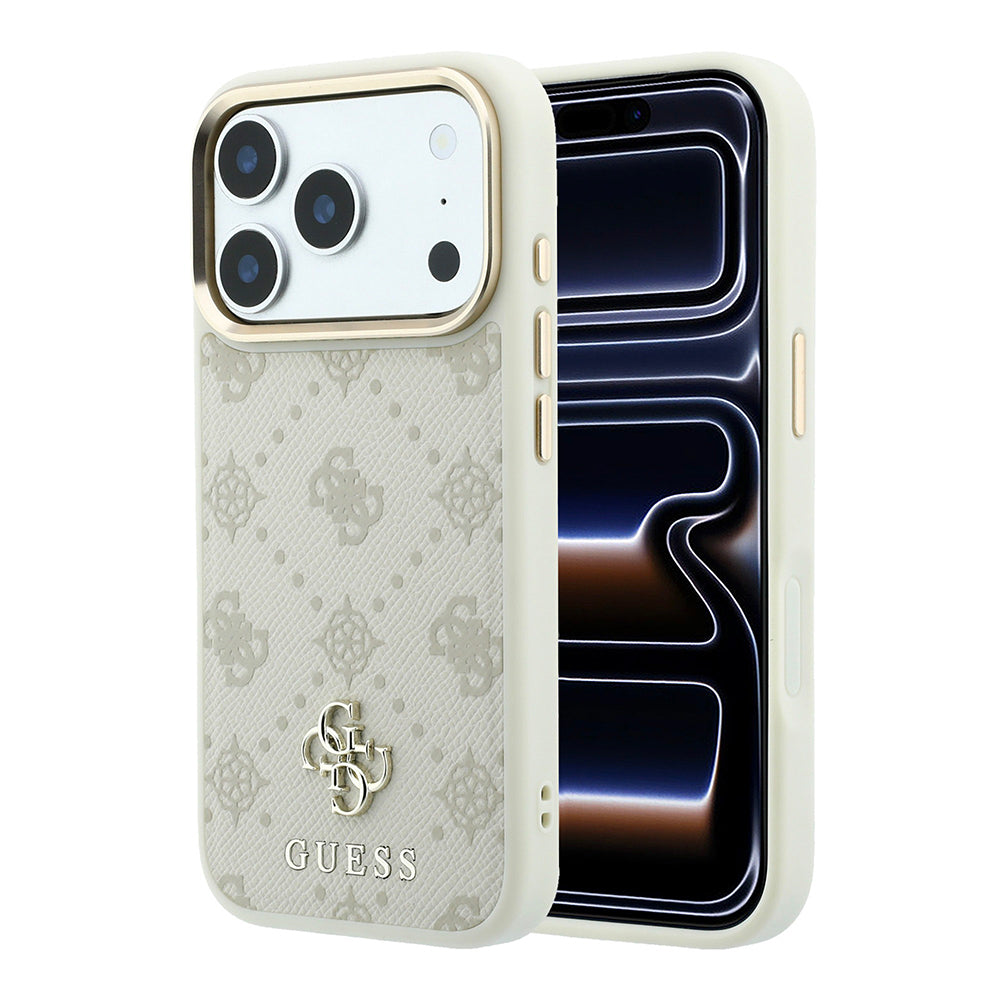Apple iPhone 18 Pro Max Kılıf Guess Orjinal Lisanslı M-safe Şarj Özellikli Klasik Yazı ve 4G Logolu PU Deri Peony Kapak