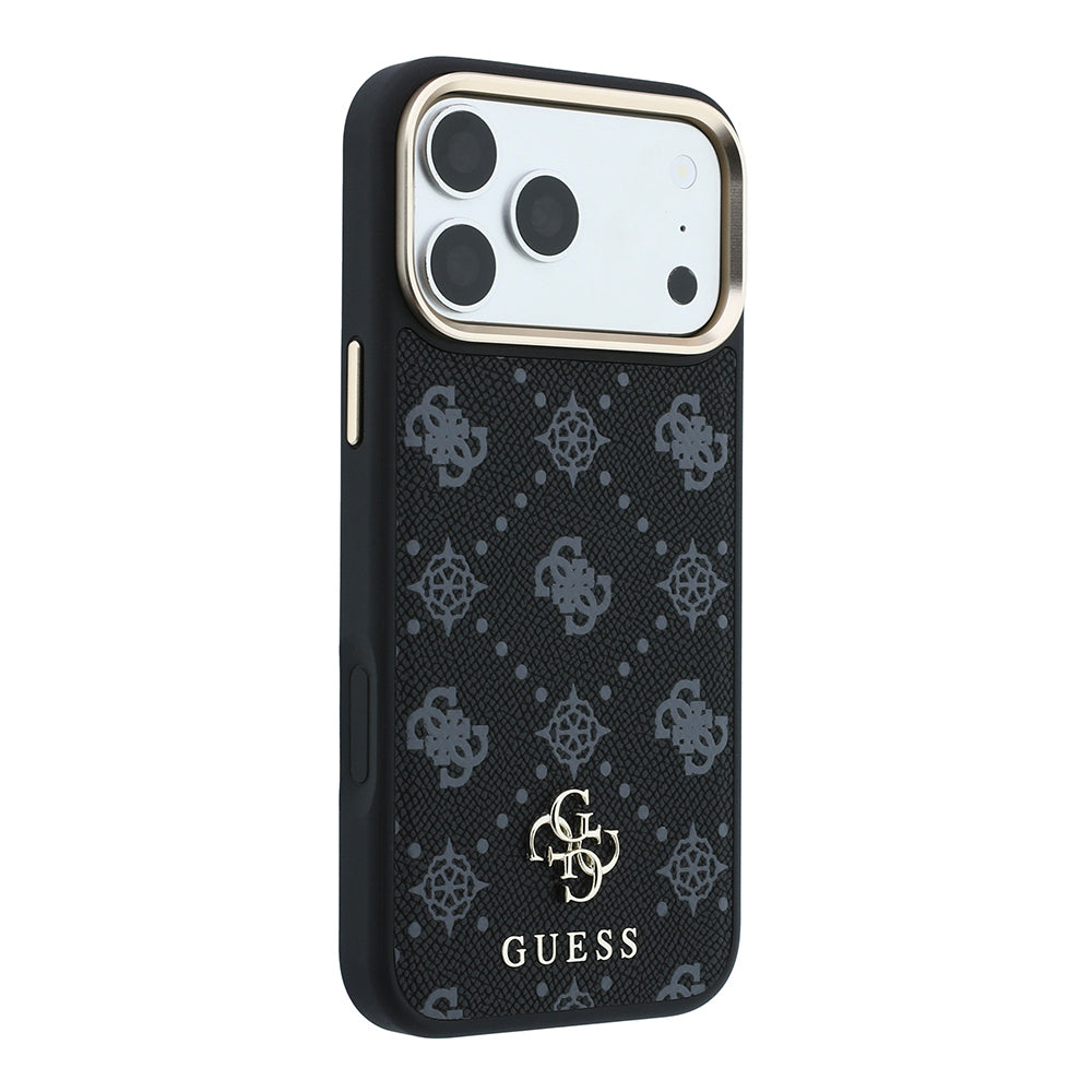 Apple iPhone 18 Pro Max Kılıf Guess Orjinal Lisanslı M-safe Şarj Özellikli Klasik Yazı ve 4G Logolu PU Deri Peony Kapak