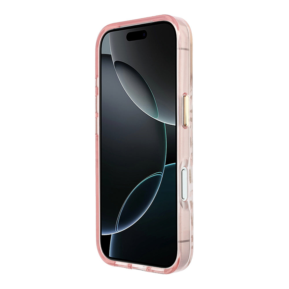 Apple iPhone 18 Pro Max Kılıf Guess Orjinal Lisanslı M-safe Şarj Özellikli Üçgen Logolu Simli Leopar Desenli Kapak