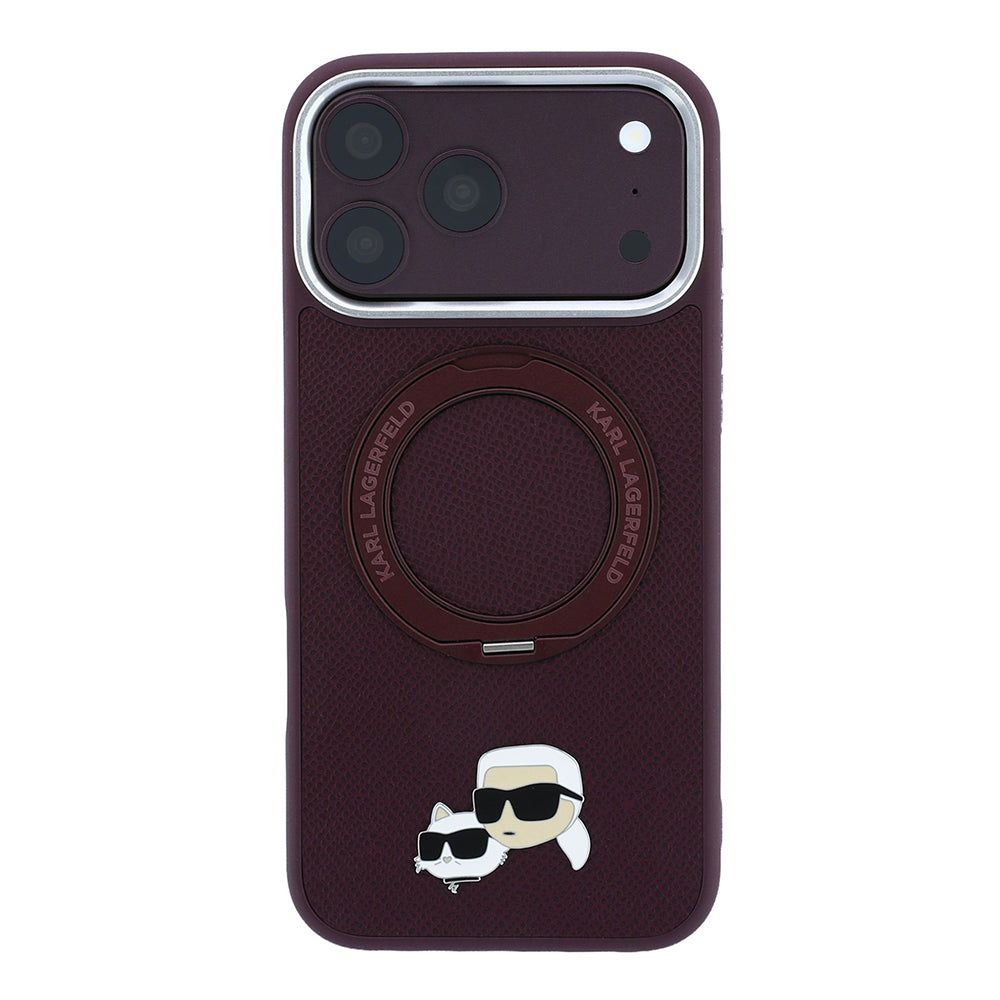 Apple iPhone 18 Pro Max Kılıf Karl Lagerfeld Orjinal Lisanslı M-Safe Şarj Özellikli K&C Metal Logolu PU 360 Derece Dönebilen Standlı Kapak