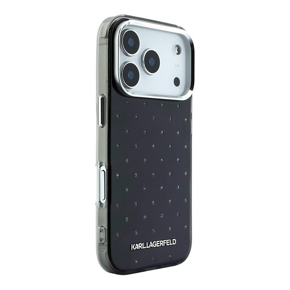 Apple iPhone 18 Pro Max Kılıf Karl Lagerfeld Orjinal Lisanslı Taşlı Elektro Kaplama Metal Logolu Kapak