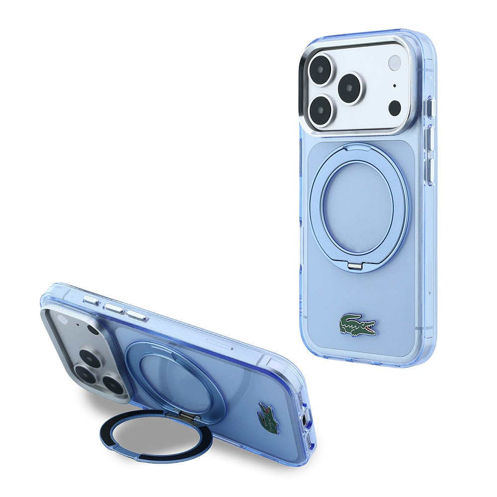 Apple iPhone 18 Pro Max Kılıf Lacoste Orjinal Lisanslı M-safe Şarj Özellikli 360 Derece Dönebilen Standlı İkonik Timsah Logolu Kapak