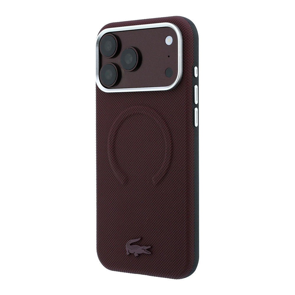 Apple iPhone 18 Pro Max Kılıf Lacoste Orjinal Lisanslı M-safe Şarj Özellikli Halka Tasarımlı Petit Pike Metal Logolu Kapak