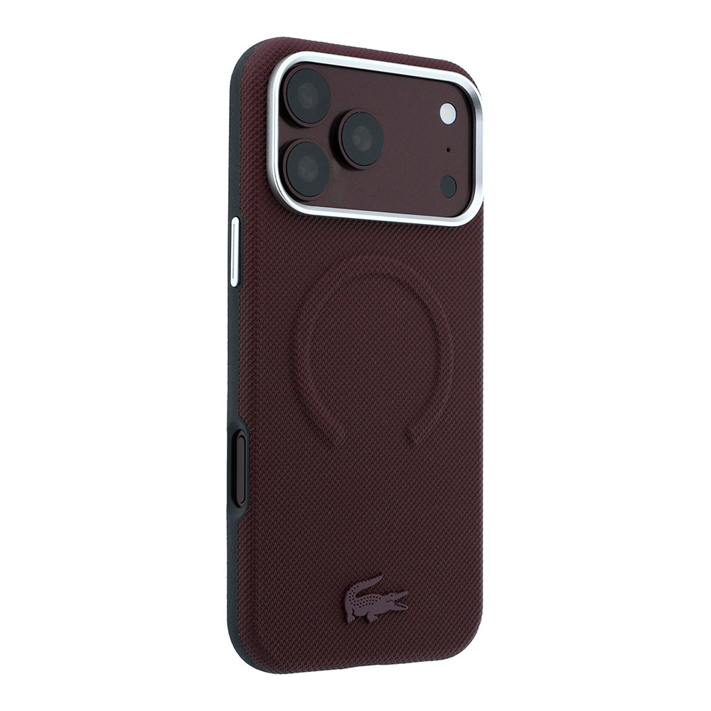 Apple iPhone 18 Pro Max Kılıf Lacoste Orjinal Lisanslı M-safe Şarj Özellikli Halka Tasarımlı Petit Pike Metal Logolu Kapak