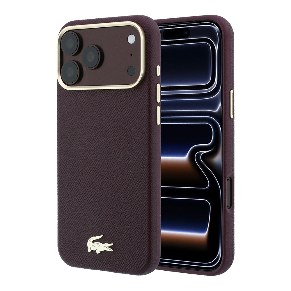Apple iPhone 18 Pro Max Kılıf Lacoste Orjinal Lisanslı M-Safe Şarj Özellikli PVC Yarı Pike Desenli Arka Yüzey İkonik Timsah Dokuma Logolu Kapak