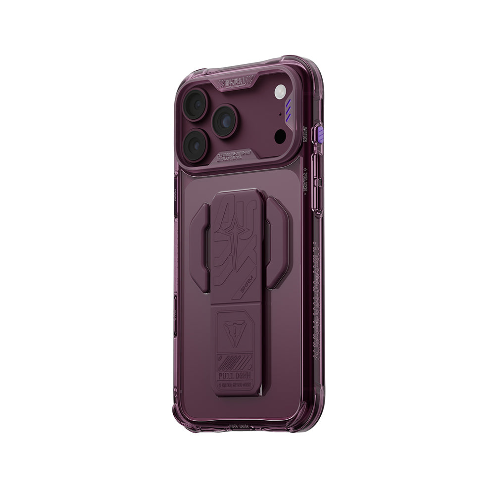 Apple iPhone 18 Pro Max Kılıf M-safe Şarj Özellikli Teknoloji Desenli Skinarma Helio CE Mag Charge Standlı Kapak