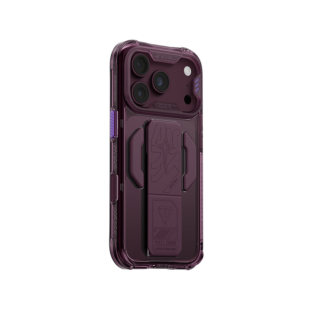 Apple iPhone 18 Pro Max Kılıf M-safe Şarj Özellikli Teknoloji Desenli Skinarma Helio CE Mag Charge Standlı Kapak